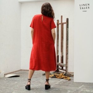 Linen Tales Linen Speedwell Dress - Flame Red